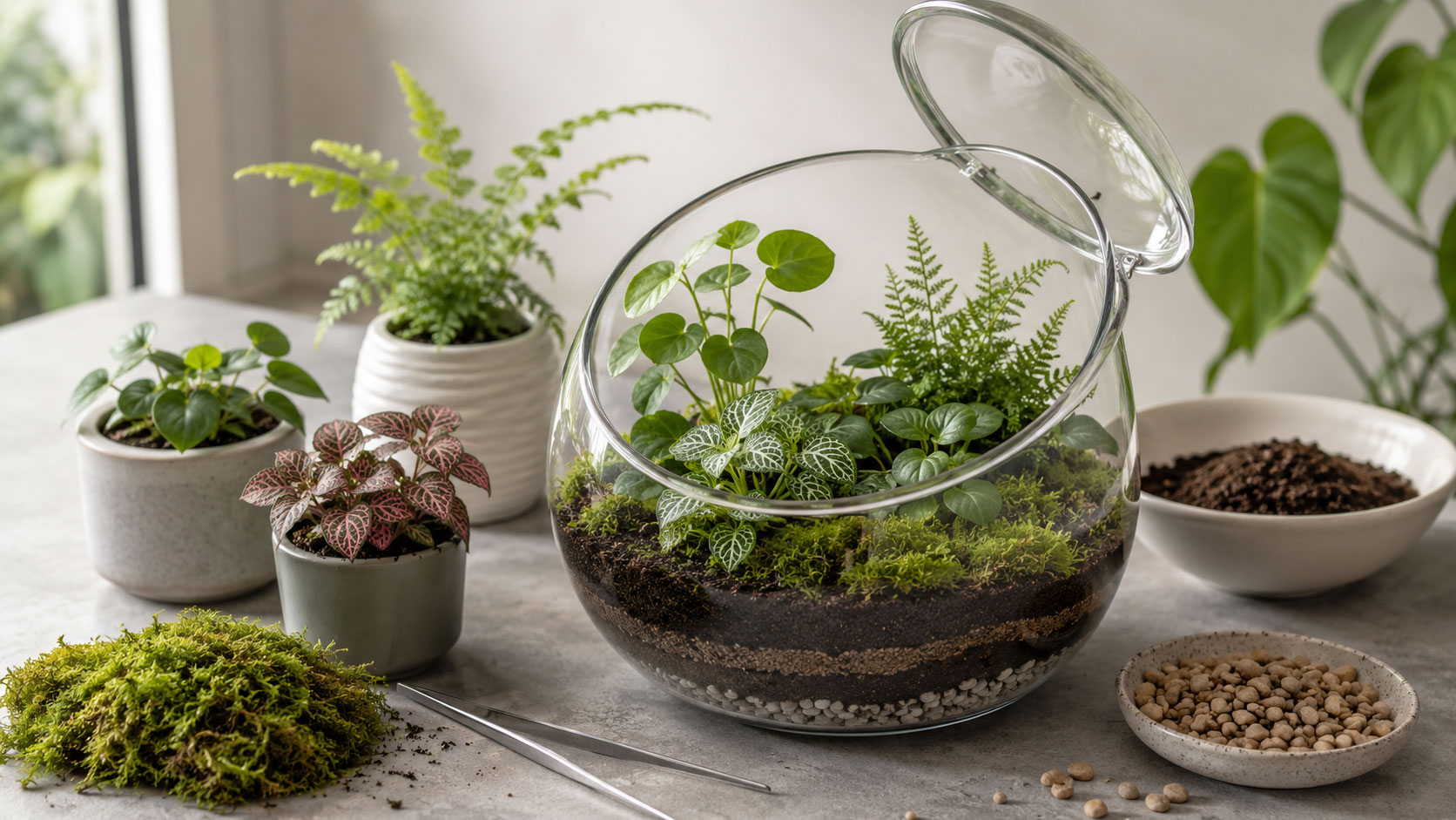 راهنمای انتخاب گیاهان کم‌نور برای تراریوم‌های شیشه‌ای در خانه